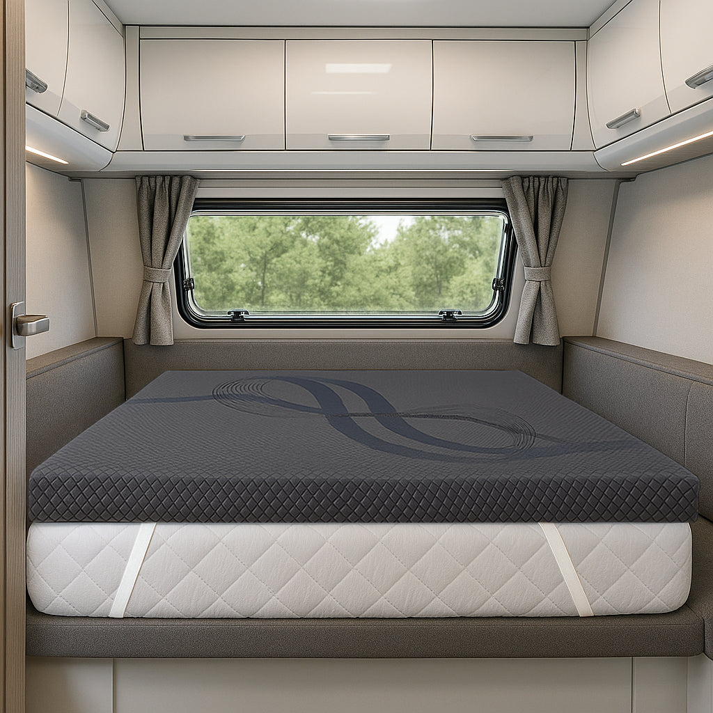 RV Mattress Topper 2.0 (Washable Cover + Straps)